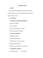 Giáo án Anh văn lớp 6 : Tên bài dạy : WRITTEN TEST ppsx
