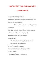 Giáo án Công nghệ lớp 6 : Tên bài dạy : SỬ DỤNG VÀ BẢO QUẢN TRANG PHỤC pdf