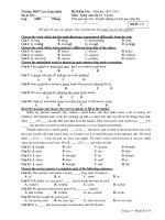 Đề Kiểm Tra –Năm học 2010 -2011 Môn : Tiếng Anh lớp 12 ( Chuẩn) ppt