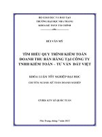 tìm  hiểu quy trình kiểm toán doanh thu bán hàng tại công ty tnhh kiểm toán tư vấn đất việt