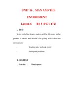 Giáo án Anh văn lớp 6 : Tên bài dạy : UNIT 16 . MAN AND THE ENVIROMENT Lesson 6 docx