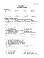 ONE – PERIOD TEST ENGLISH 12 Code: 701 potx
