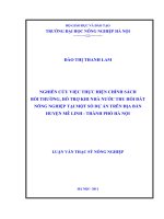 nghiên cứu việc thực hiện chính sách bồi thường, hỗ trợ khi nhà nước thu hồi đất nông nghiệp tại một số dự án trên địa bàn huyện mê linh, thành phố hà nội