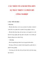 Giáo án Địa lý lớp 9 : Tên bài dạy : CÁC NHÂN TỐ ẢNH HƯỞNG ĐẾN SỰ PHÁT TRIỂN VÀ PHÂN BỐ CÔNG NGHIỆP pps