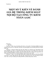 BẢNG TÓM TẮT ĐỀ TÀI Tên đề tài: MỘT SỐ Ý KIẾN VỀ ĐÁNH GIÁ HỆ THỐNG KIỂM SOÁT NỘI BỘ TẠI CÔNG TY KIỂM TOÁN AASC pot