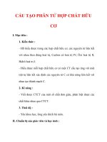 Giáo án Hóa học lớp 9 : Tên bài dạy : CẤU TẠO PHÂN TỬ HỢP CHẤT HỮU CƠ ppsx
