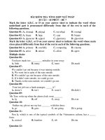 BÀI KIỂM TRA TỔNG HỢP NGỮ PHÁP 45 CÂU – 45 PHÚT – ĐỀ 7 pptx