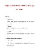 Giáo án Hóa học lớp 9 : Tên bài dạy : THỰC HÀNH : TÍNH CHẤT CỦA RƯỢU VÀ AXIT ppsx