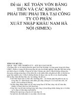 Đề tài : KẾ TOÁN VỐN BẰNG TIỀN VÀ CÁC KHOẢN PHẢI THU PHẢI TRẢ TẠI CÔNG TY CỔ PHẦN XUẤT NHẬP KHẨU NAM HÀ NỘI (SIMEX) ppsx