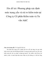 Tên đề tài: Phương pháp xác định mức trọng yếu và rủi ro kiểm toán tại Công ty Cổ phần Kiểm toán và Tư vấn A&C ppt