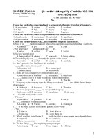 Đề ôn thi tốt nghiêp năm học 2010- 2011 môn: tiếng anh potx