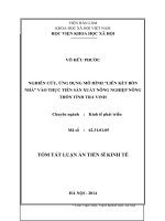 Nghiên cứu, ứng dụng mô hình “liên kết bốn nhà” vào thực tiễn sản xuất nông nghiệp tỉnh Trà Vinh (tóm tắt)