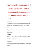 Giáo án Lịch sử lớp 7 : Tên bài dạy : NGUYÊN NHÂN THẮNG LỢI VÀ Ý NGHĨA LỊCH SỬ CỦA BA LẦN KHÁNG CHIẾN CHỐNG QUÂN XÂM LƯỢC MÔNG - NGUYÊN pdf