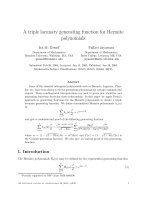 Báo cáo toán học: "A triple lacunary generating function for Hermite polynomials" pps