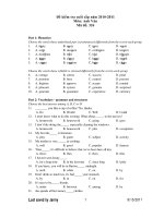 Đề kiểm tra cuối cấp năm 2010-2011 Môn: Anh Văn Mã đề: 326 potx