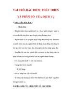 Giáo án Địa lý lớp 9 : Tên bài dạy : VAI TRÒ, ĐẶC ĐIỂM PHÁT TRIỂN VÀ PHÂN BỐ CỦA DỊCH VỤ docx