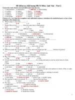 Đề kiểm tra chất lượng HK II Môn: Anh Văn – Test 2 ppt