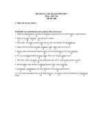 Đề kiểm tra cuối cấp năm 2010-2011 Môn: Anh Văn Mã đề: 260 pps