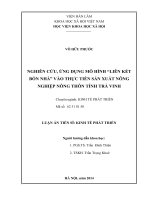 Nghiên cứu, ứng dụng mô hình “liên kết bốn nhà” vào thực tiễn sản xuất nông nghiệp tỉnh Trà Vinh