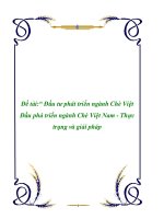 Đề tài:“ Đầu tư phát triển ngành Chè Việt Đầu phá triển ngành Chè Việt Nam - Thực trạng và giải pháp pot