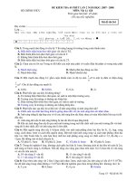 ĐỀ KIỂM TRA 45 PHÚT LẦN 2 NĂM HỌC: 2007 - 2008 MÔN: Vật Lý 12B - Mã đề thi 361 ppsx
