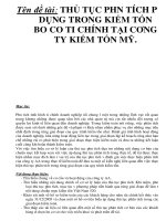 Tên đề tài: THỦ TỤC PHN TÍCH P DỤNG TRONG KIỂM TỐN BO CO TI CHÍNH TẠI CÔNG TY KIỂM TỐN MỸ. potx