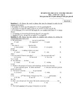 ĐỀ KIỂM TRA HỌC KỲ II NĂM HỌC 2010-2011 Môn : ANH VĂN - Mã đề 012 pps