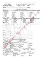 ĐỀ THI THỬ ĐẠI HỌC MÔN TIẾNG ANH LẦN I Năm học 2010 – 2011 MÃ ĐỀ 123 ppsx