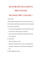 Giáo án môn Toán lớp 7 : Tên bài dạy : QUAN HỆ GIỮA BA CẠNH CỦA MỘT TAM GIÁC BẤT ĐẲNG THỨC TAM GIÁC – ppt