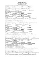 ĐỀ KIỂM TRA 1 TIẾT MÔN: TIẾNG ANH – ĐỀ 1 potx