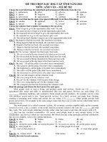 ĐỀ THI CHỌN LỌC HSG CẤP TỈNH NĂM 2011 MÔN: ANH VĂN – MÃ ĐỀ 582 pps