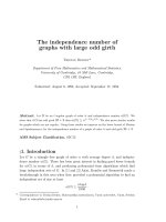Báo cáo toán học: "The independence number of graphs with large odd girth" ppt