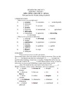 ĐỀ KIỂM TRA HỌC KỲ I NĂM HỌC: 2010-2011 MÔN: TIẾNG ANH LỚP 12 – ĐỀ 014 pdf