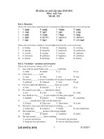 Đề kiểm tra cuối cấp năm 2010-2011 Môn: Anh Văn Mã đề: 332 doc