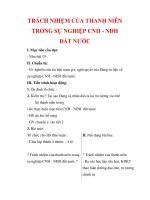Giáo án Công dân lớp 9 : Tên bài dạy : TRÁCH NHIỆM CỦA THANH NIÊN TRONG SỰ NGHIỆP CNH - NĐH ĐẤT NƯỚC ppt
