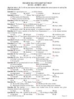 BÀI KIỂM TRA TỔNG HỢP NGỮ PHÁP 45 CÂU – 45 PHÚT – ĐỀ 4 docx