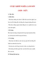 Giáo án Lịch sử lớp 7 : Tên bài dạy : CUỘC KHỞI NGHĨA LAM SƠN (1418 - 1427) ppt
