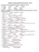 Đề kiểm tra chất lượng HK II Môn: Anh Văn – Test 3 pps