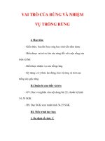 Giáo án Công nghệ lớp 7 : Tên bài dạy : VAI TRÒ CỦA RỪNG VÀ NHIỆM VỤ TRỒNG RỪNG ppt