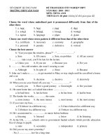 ĐỀ THAM KHẢO TỐT NGHIỆP THPT NĂM HỌC: 2010 - 2011 MÔN: TIẾNG ANH - TRƯỜNG THPT SÀO NAM ppt