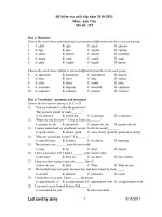 Đề kiểm tra cuối cấp năm 2010-2011 Môn: Anh Văn Mã đề: 253 potx