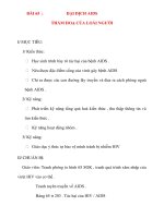 Giáo án Sinh Học lớp 8: BÀI 65 :ĐẠI DỊCH AIDS THẢM HOẠ CỦA LOÀI NGƯỜII/ MỤC TIÊU: 1/ Kiến thức: docx