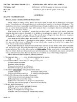 ĐỀ KIỂM TRA MÔN TIẾNG ANH – KHỐI 12 THỜI GIAN : 45 PHÚT ppsx