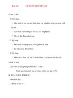 Giáo án Sinh Học lớp 8: BÀI 61 :CƠ QUAN SINH DỤC NỮ docx