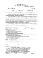 KIỂM TRA HỌC KỲ I Môn: TIẾNG ANH - Lớp 12 (CB & NC) ppsx