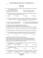 KIỂM TRA HỌC KỲ II – MÔN VẬT LÝ - NĂM HỌC 2010 - 2011 pptx