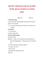 Giáo án Công dân lớp 9 : Tên bài dạy : QUYỀN THAM GIA QUẢN LÍ NHÀ NƯỚC QUẢN LÍ XH CỦA CÔNG DÂN pps