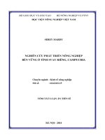 Nghiên cứu phát triển nông nghiệp bền vững ở tỉnh Svay Riêng, Campuchia (tóm tắt)