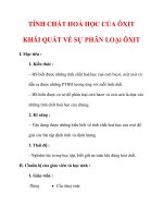 Giáo án Hóa học lớp 9 : Tên bài dạy : TÍNH CHẤT HOÁ HỌC CỦA ÔXIT KHÁI QUÁT VỀ SỰ PHÂN LOẠi ÔXIT pot