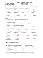 ĐỀ KIỂM TRA CHẤT LƯỢNG GIỮA KỲ II MÔN: TIẾNG ANH12 pdf